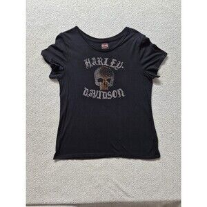Harley Davidson Black Women's Skull T-Shirt 3XL